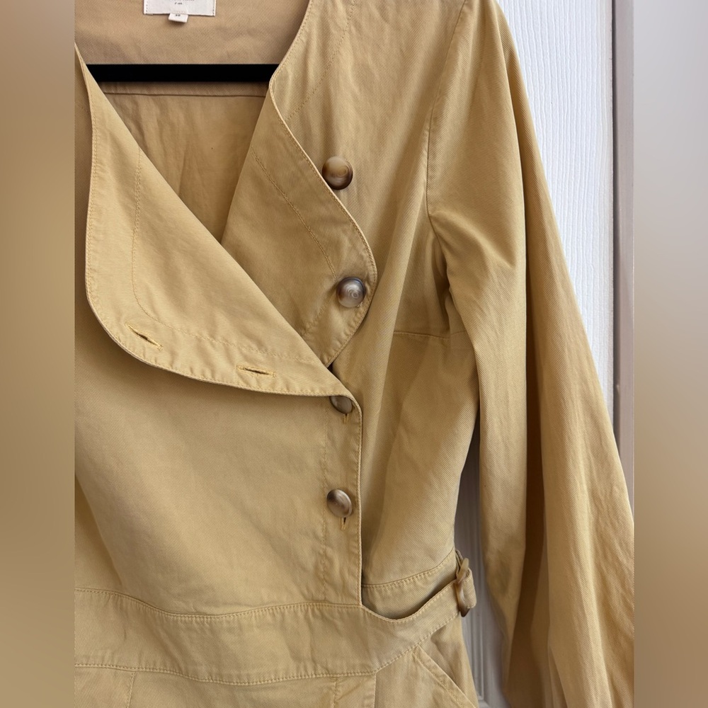 SEZANE Robe Elivira Button Front Wrap Dress Tan Size 38/US6 - Picture 3 of 7